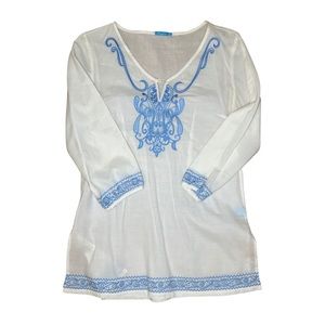 J. McLaughlin Boho Beach Blouse Embroidered